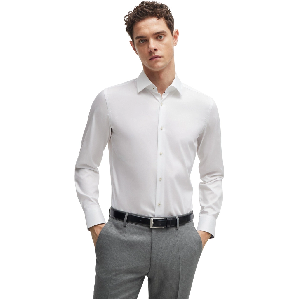 Hugo Boss H-Hank-Kent-C3-214 10245425 07 Plain Shirt Mens - White